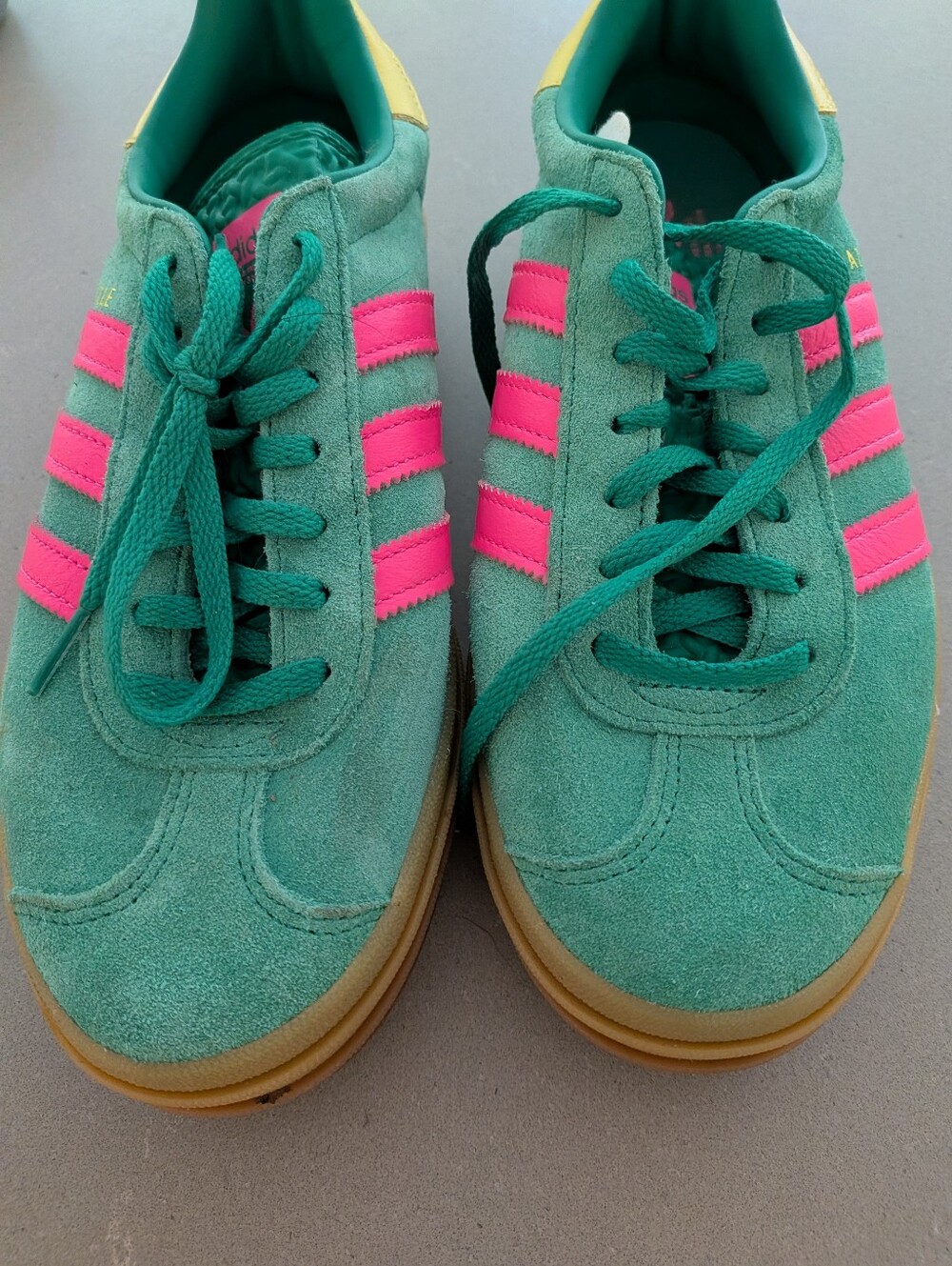 adidas Women’s Teal Suede Sneakers with Hot Pink Stripes Gazelle